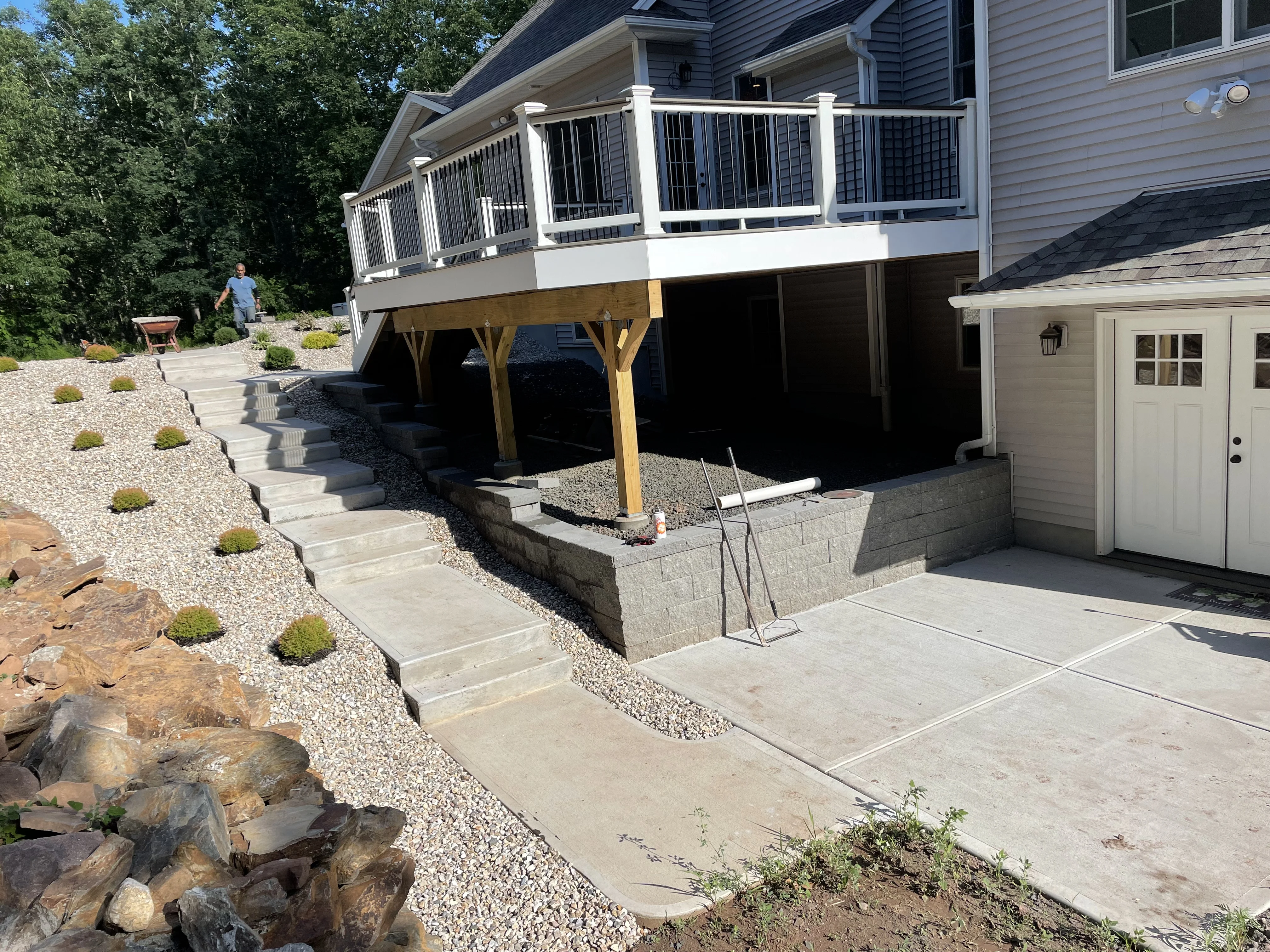 Finished Staircase Landscaping And Retains Wall Wrk