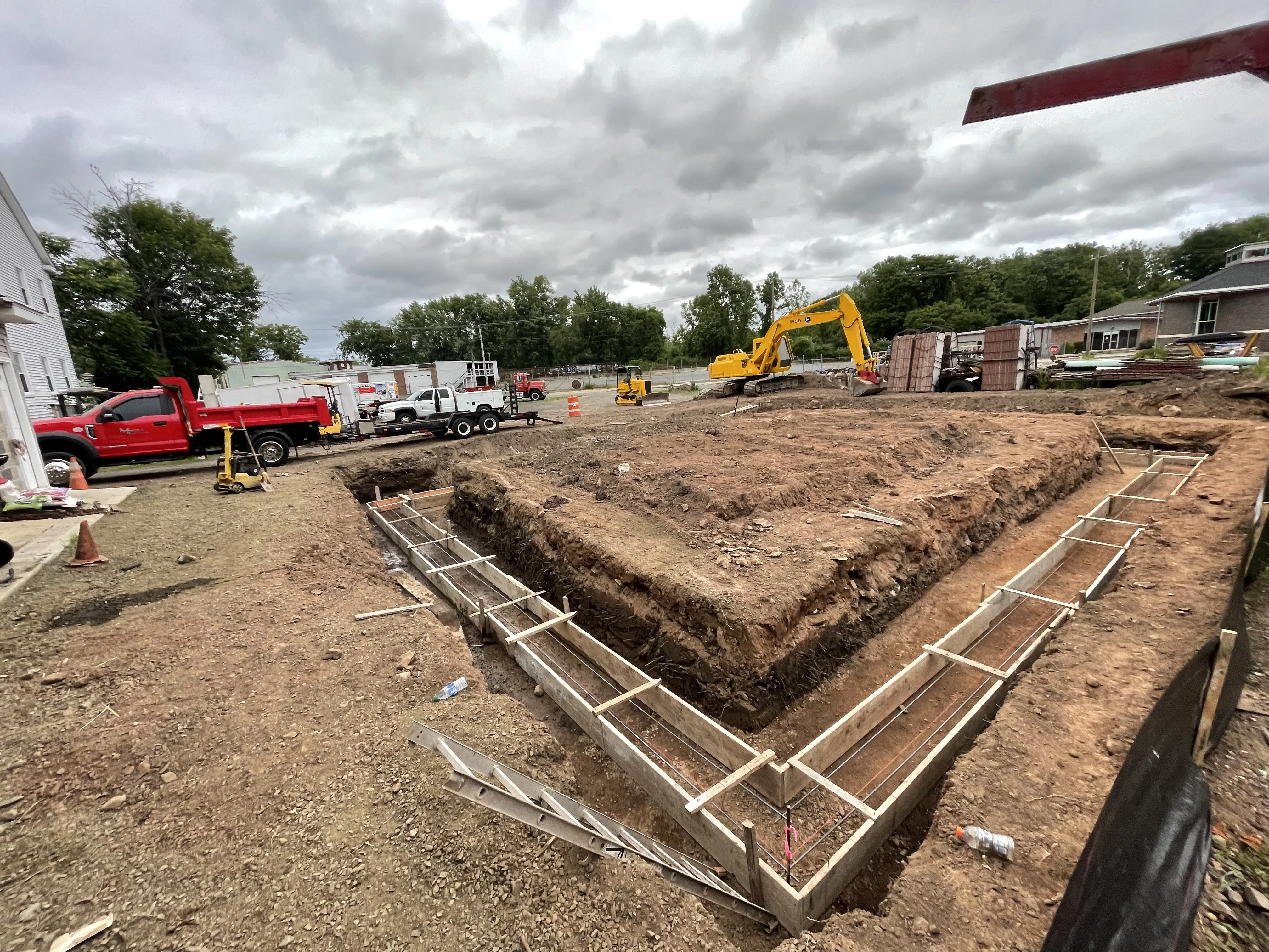 New concrete footing pouring and foundation work